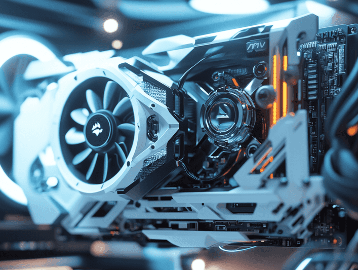 A sleek and modern GPU design showcasing advanced technology