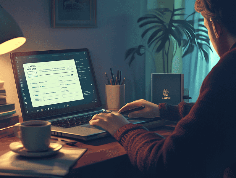 A modern airport terminal with travelers passing through security checkpoints