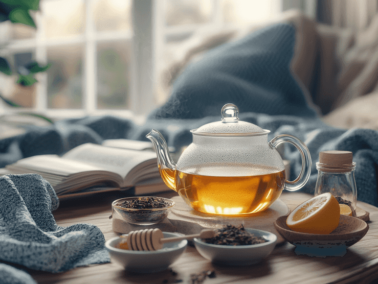 A selection of kombucha bottles in various flavors, displayed on a wooden table