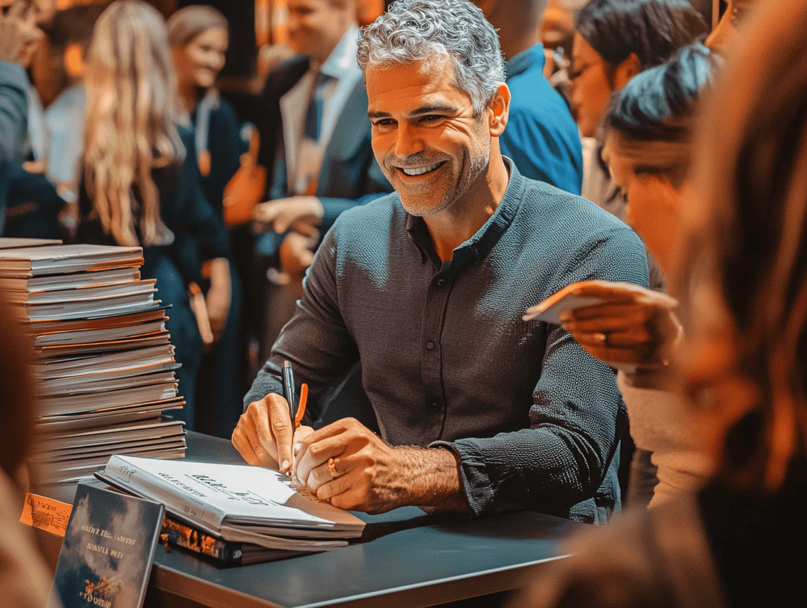 Andy Cohen signing books at a glamorous event