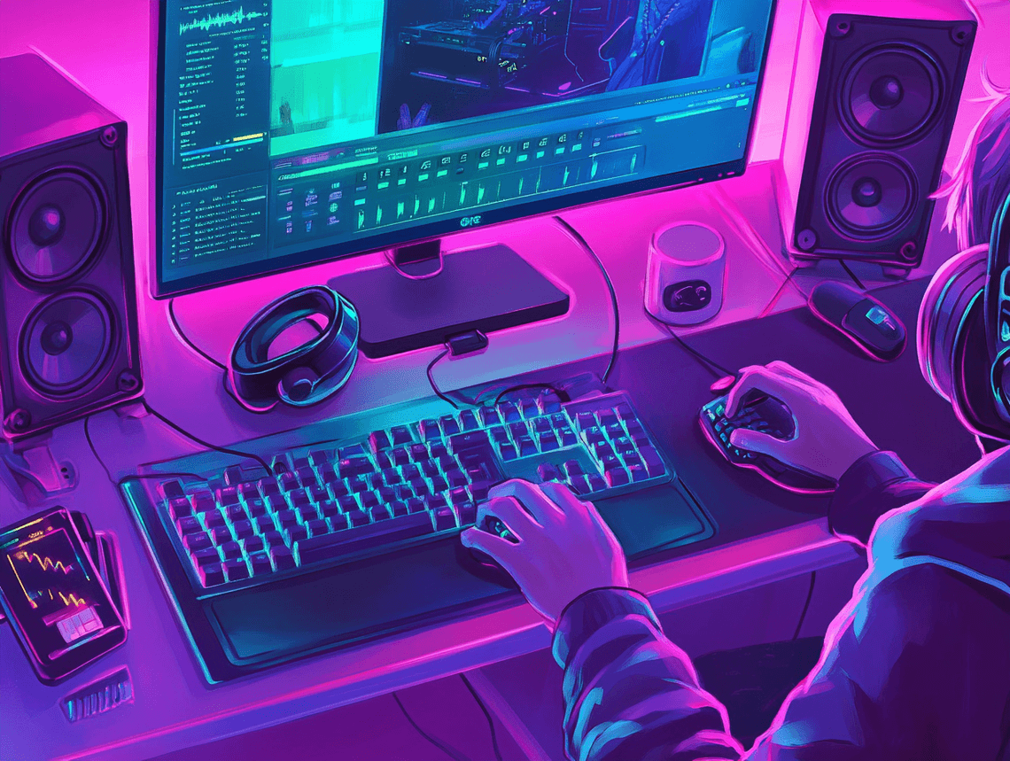 A close-up of someone using a sound switcher on a laptop