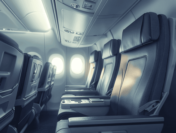 View from an airplane window showing a serene sky and clouds