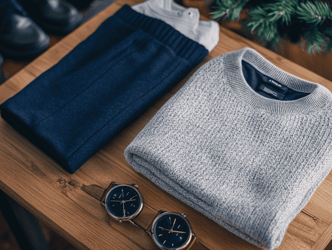 A fashionable individual wearing a monochromatic sweater and sweatpants set, accessorized with a sleek crossbody bag