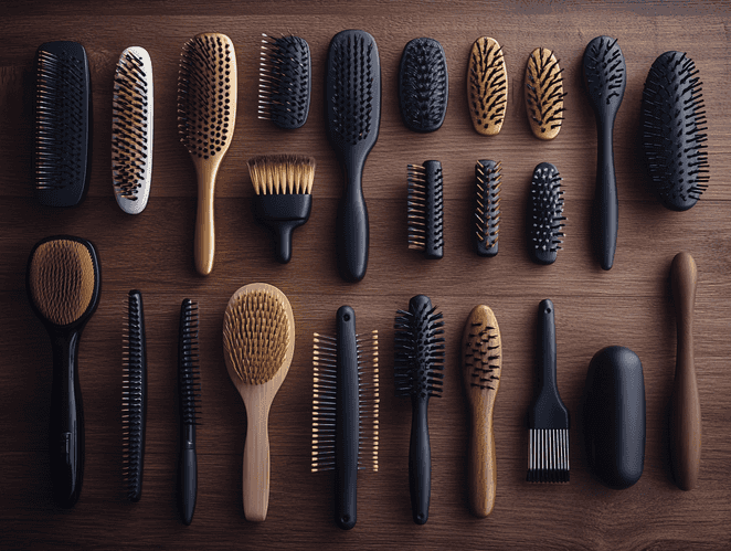 A hand removing hair from a hairbrush