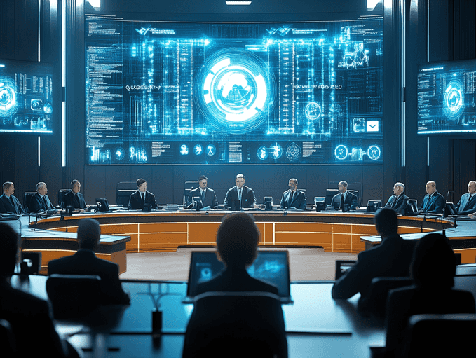 A visually striking image of a tech courtroom battle for the thumbnail