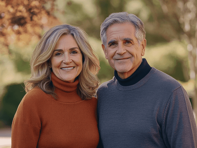 A couple sitting together on a cozy couch, sharing a heartfelt laugh