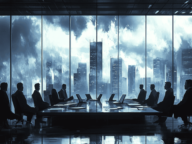 A boardroom with executives discussing a controversial decision