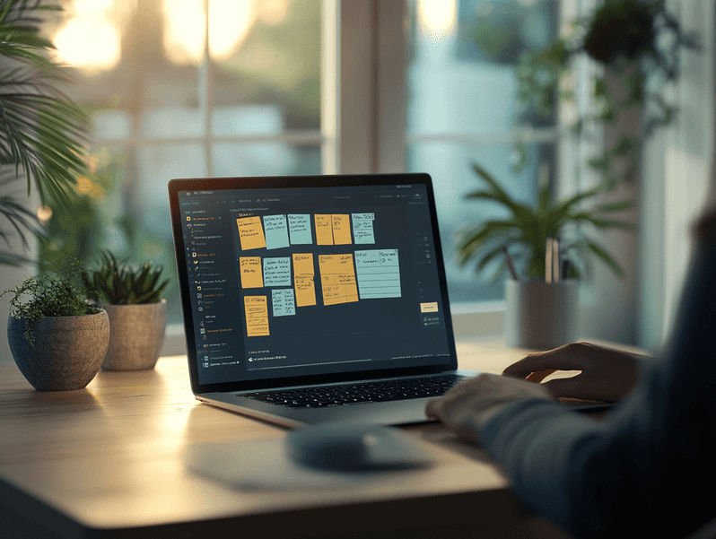 A user customizing colorful sticky notes on their desktop