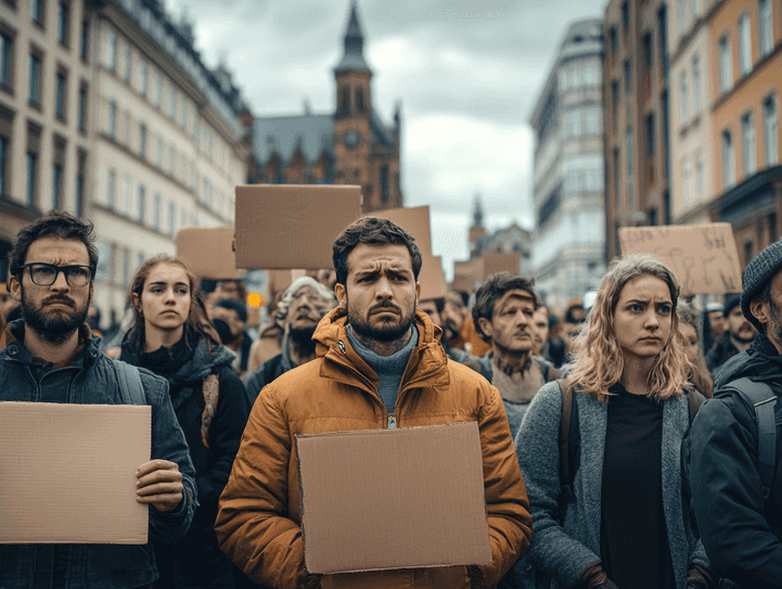 A protest advocating for refugee rights