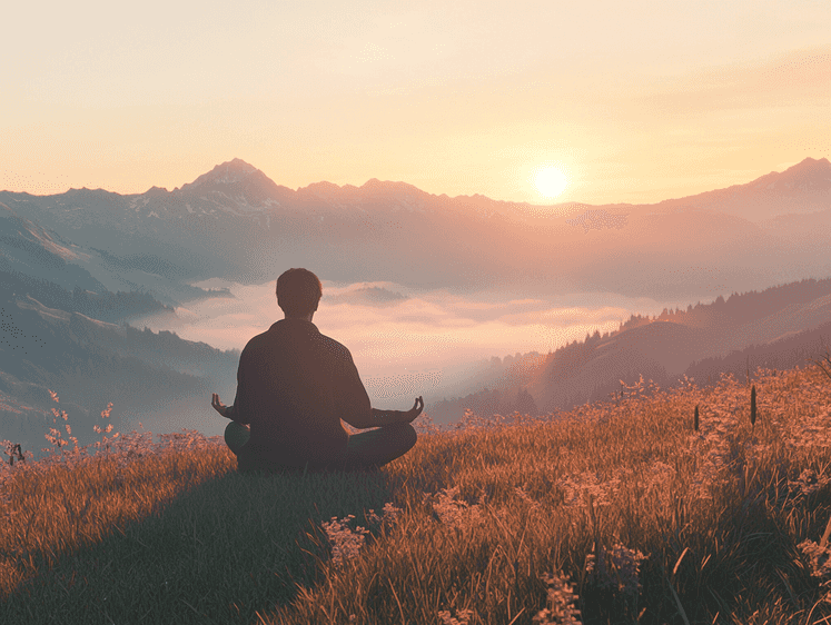 A serene individual enjoying a healthy, alcohol-free lifestyle in nature