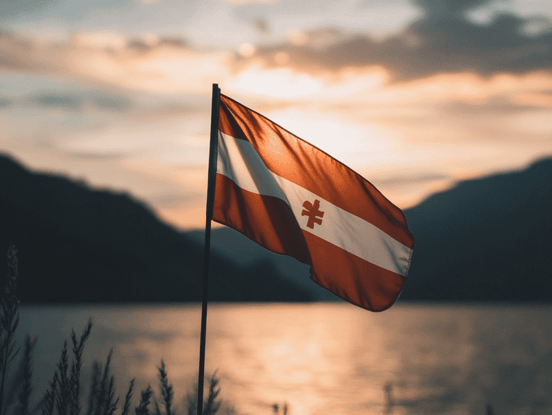 Crowd of Austrian citizens protesting in front of a government building