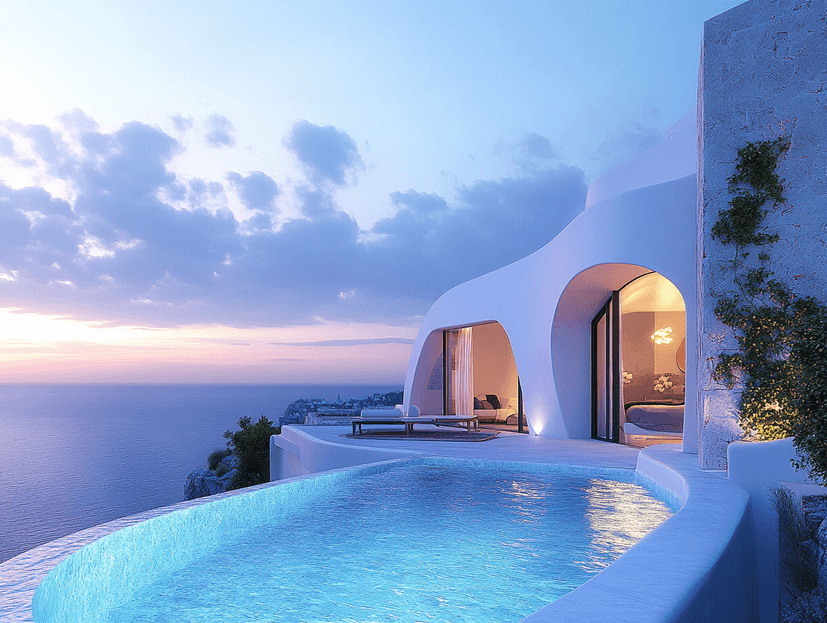A luxurious villa overlooking the Aegean Sea in Greece