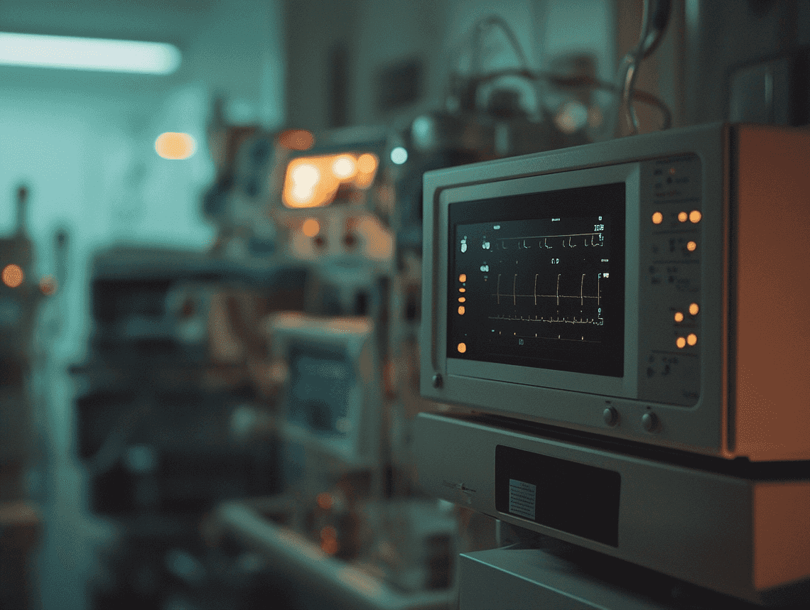 A close-up of hospital equipment in an ICU, symbolizing the critical care needed for sepsis patients.