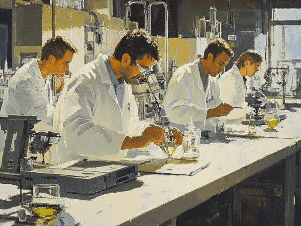 A research team working in a lab funded by the Michael J Fox Foundation