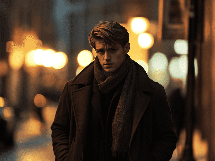 Joe Alwyn on a film set, focused on his craft