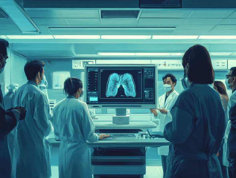 A futuristic depiction of AI being used in healthcare