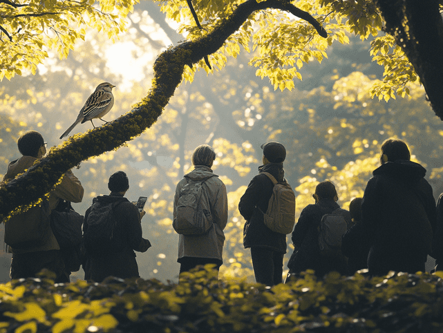 A close-up of a Japanese white-eye perched on a cherry blossom branch