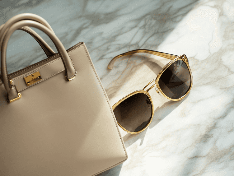 A minimalist luxury outfit featuring neutral tones and high-quality fabrics