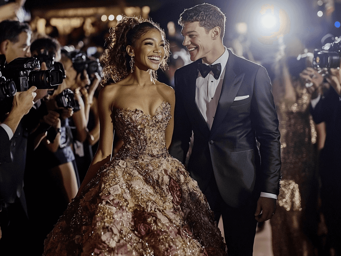 Zendaya and Tom Holland holding hands at an outdoor event