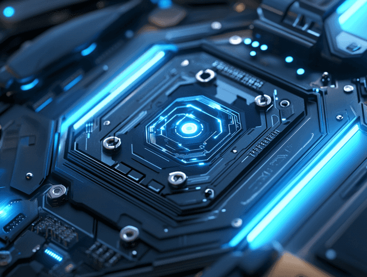 A close-up of an AI processor chip inside a modern PC