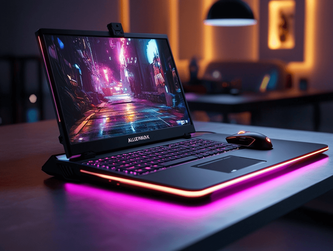 A sleek Dell XPS laptop on a modern desk setup