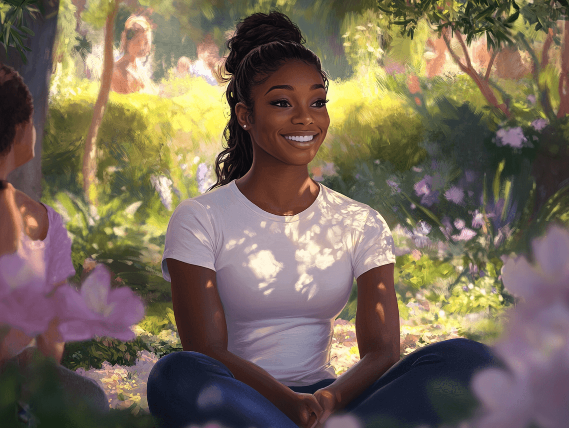 Simone Biles smiling with her family, emphasizing the importance of a strong support system