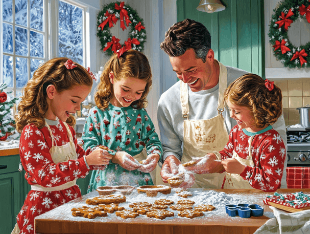 A selection of colorful and festive matching family pajama sets