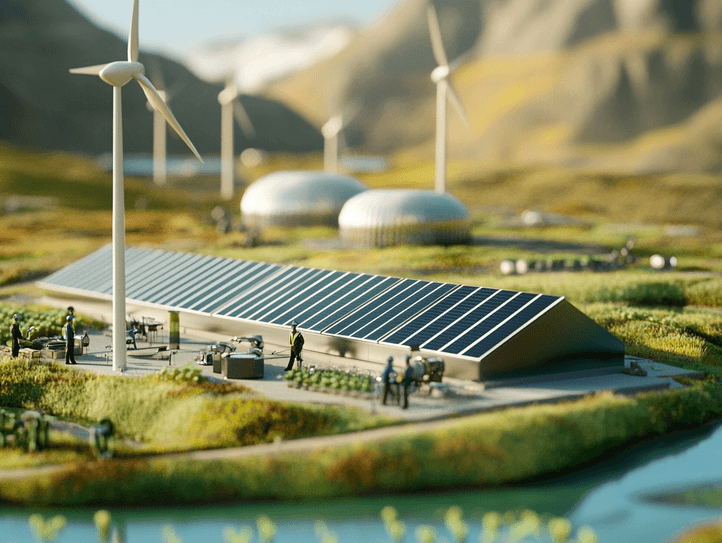 A futuristic office with AI-powered systems and automation tools in action