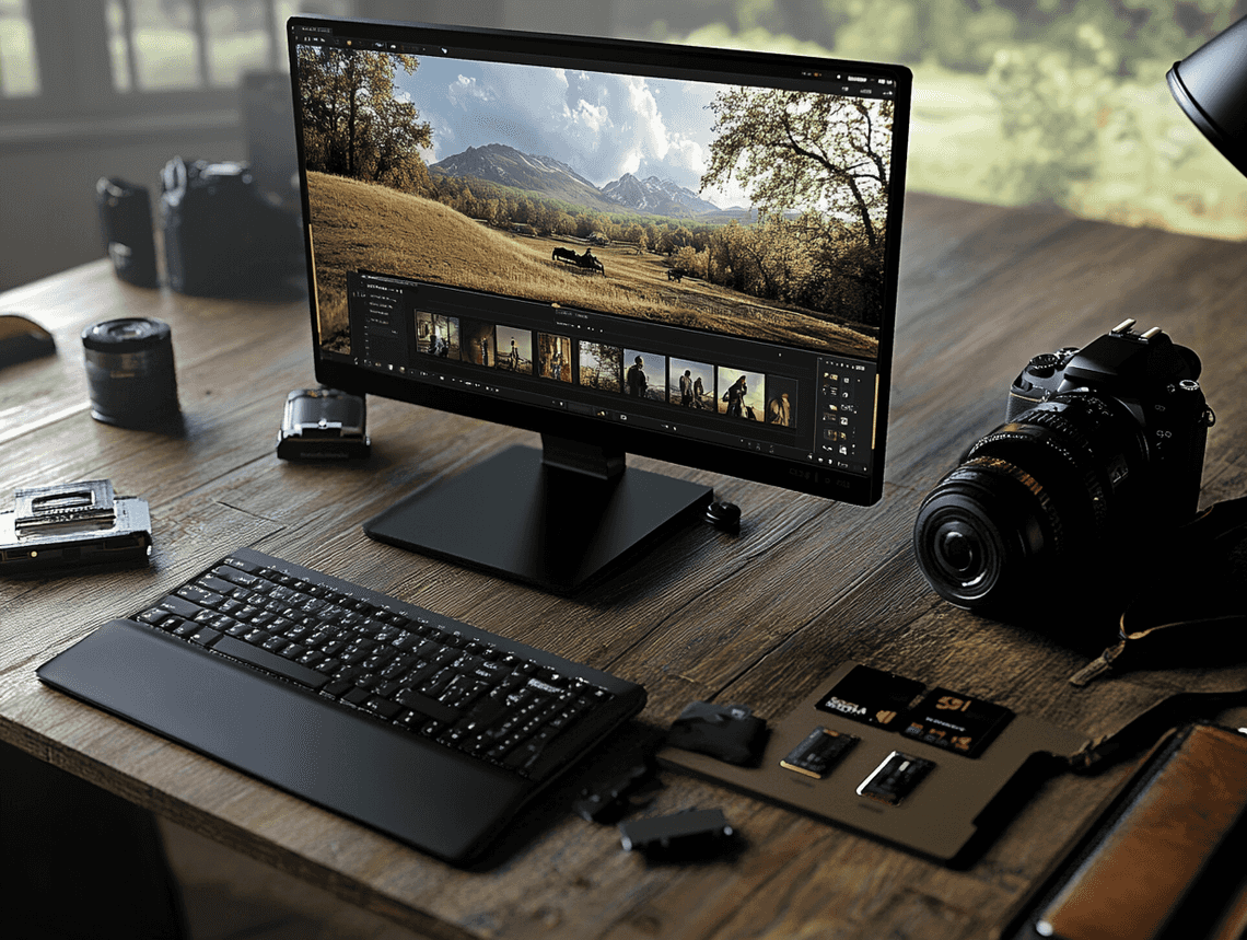 A slideshow presentation displaying high-quality images on a large screen