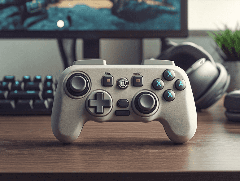 Close-up of the 8BitDo Ultimate Wired Controller with customizable buttons and sleek design