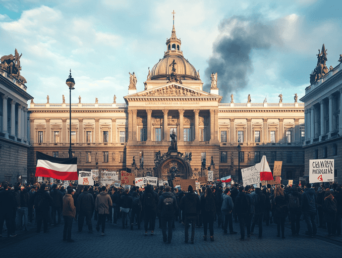 Christian Stocker addressing a crowd at a political rally