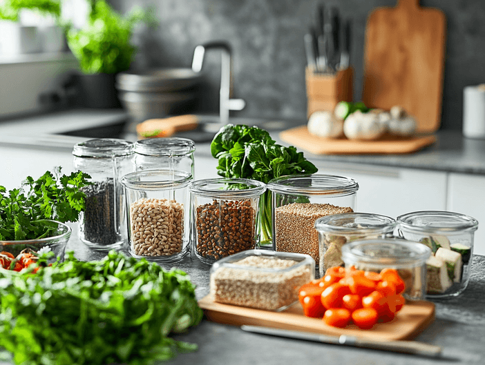 A cozy restaurant setting with a vibrant vegan dish served on a rustic wooden table