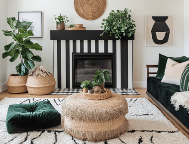 How a $5000 Makeover Transformed This Living Room with a Bold Fireplace Design