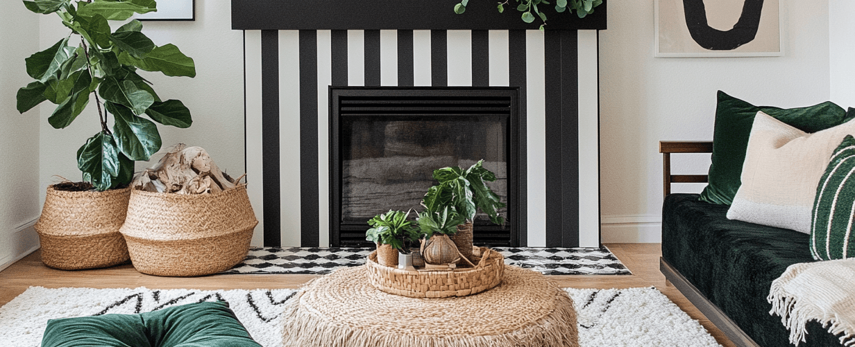 How a $5000 Makeover Transformed This Living Room with a Bold Fireplace Design