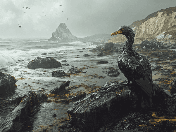 Emergency response teams deploying containment booms to prevent the oil spill from spreading further