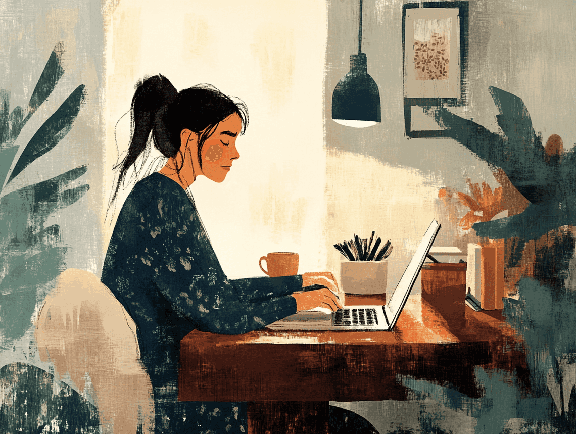 A woman organizing her wardrobe, focusing on essentials and decluttering