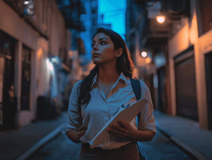 Gina Brillon on stage during a live performance, laughing with the audience and radiating confidence