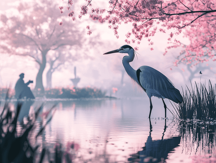 A group of birdwatchers in a Tokyo park sharing their findings