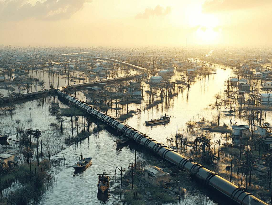 Oil pipelines traversing the Niger Delta