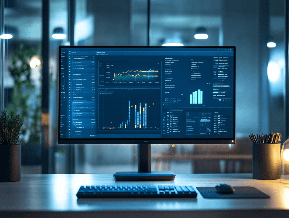 A sleek and modern computer setup with glowing LED lights, representing optimized PC performance