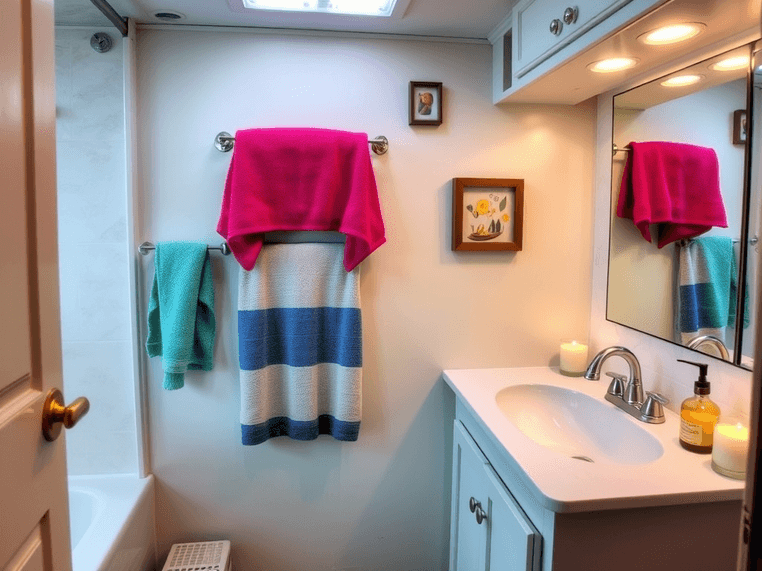 Creative Use of Containers in RV Bathroom