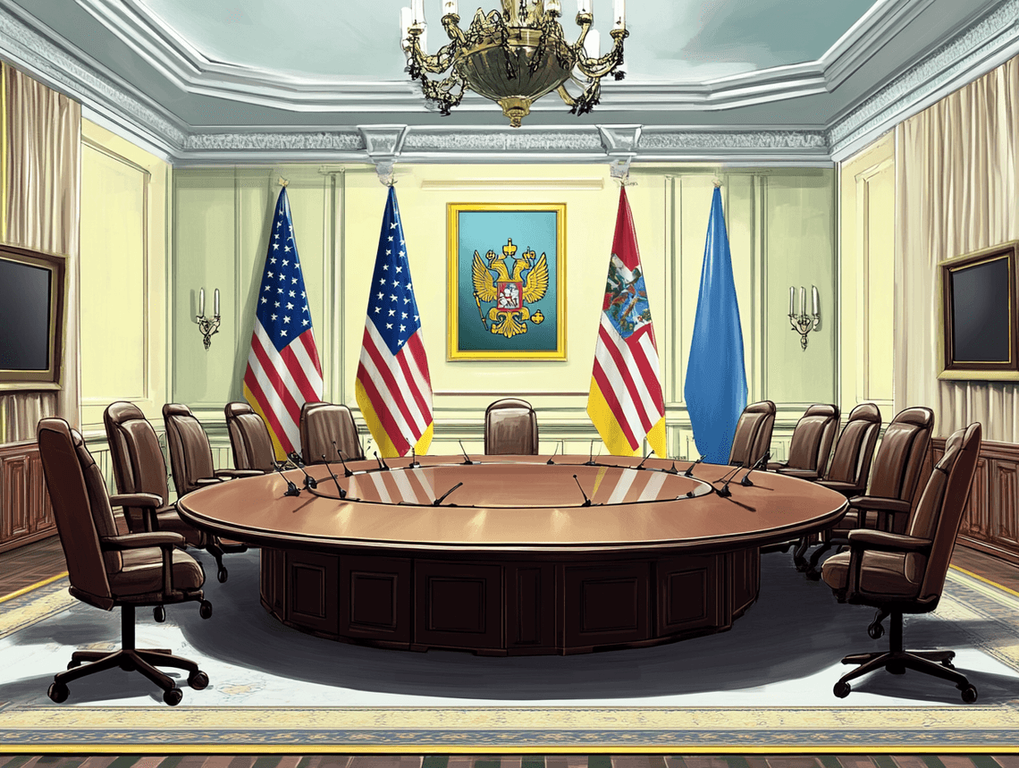 A tense political discussion with world leaders