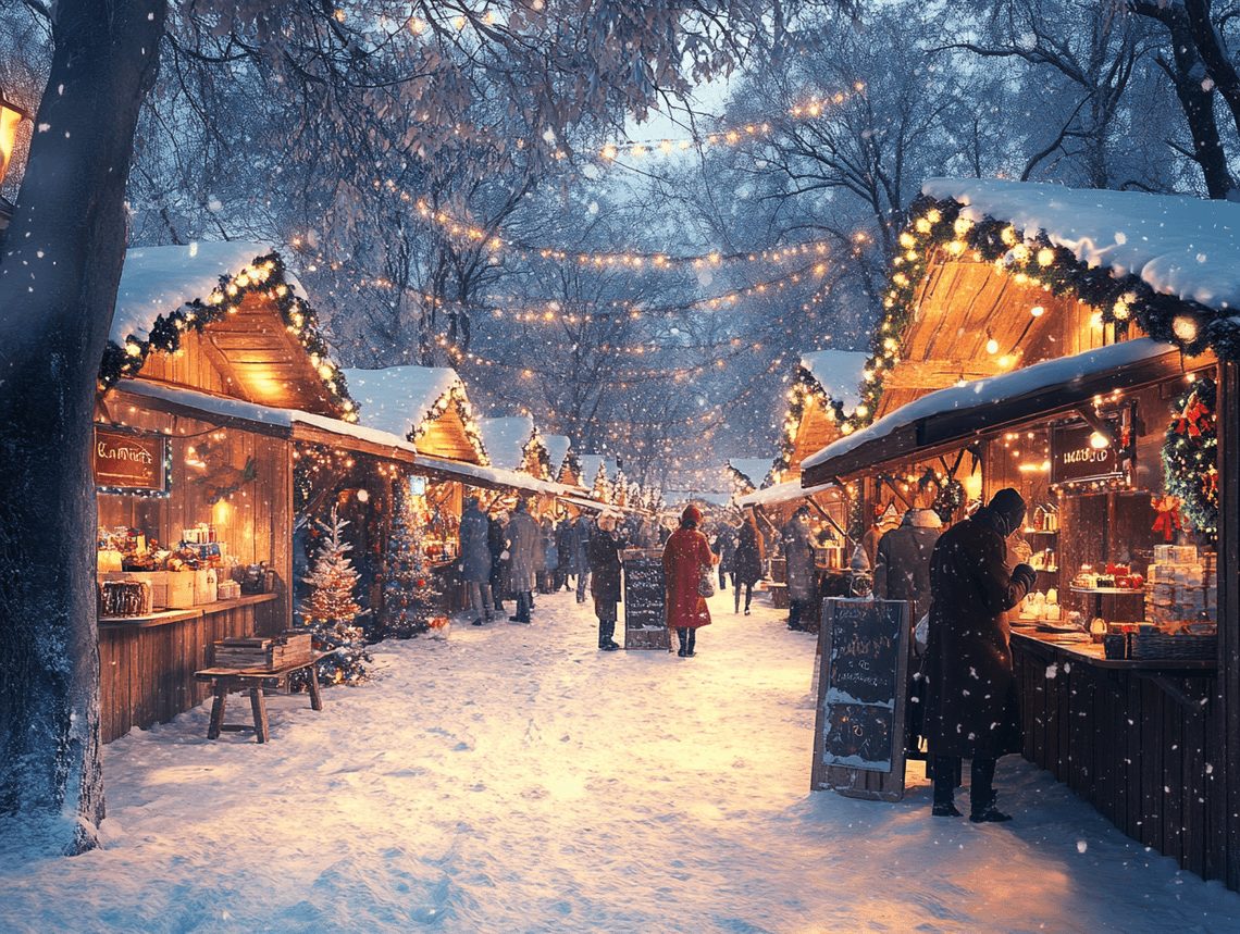 A bustling local market during the holiday season