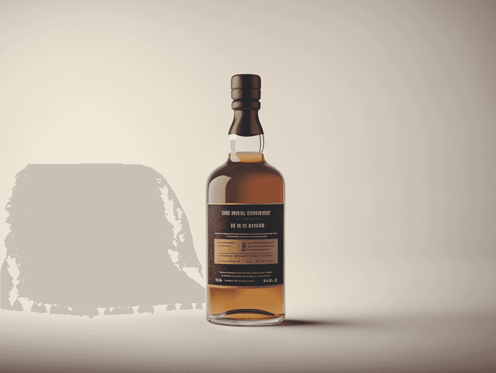 A mockup of an alcohol bottle with a bold cancer warning label