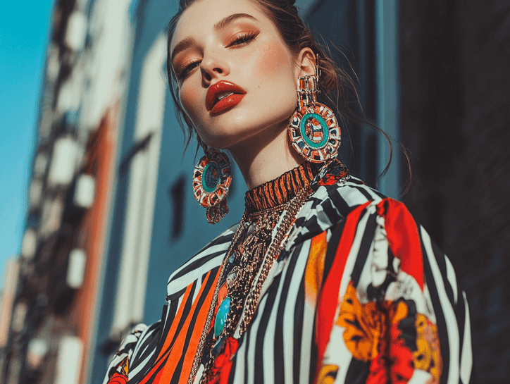A visually striking and colorful maximalist outfit perfect for 2023