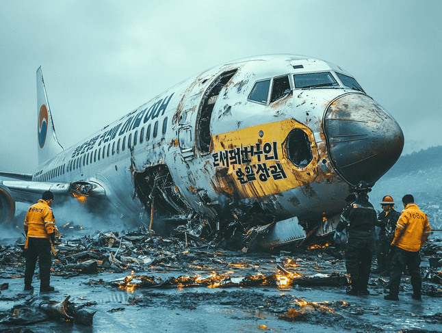 Investigators examining the wreckage