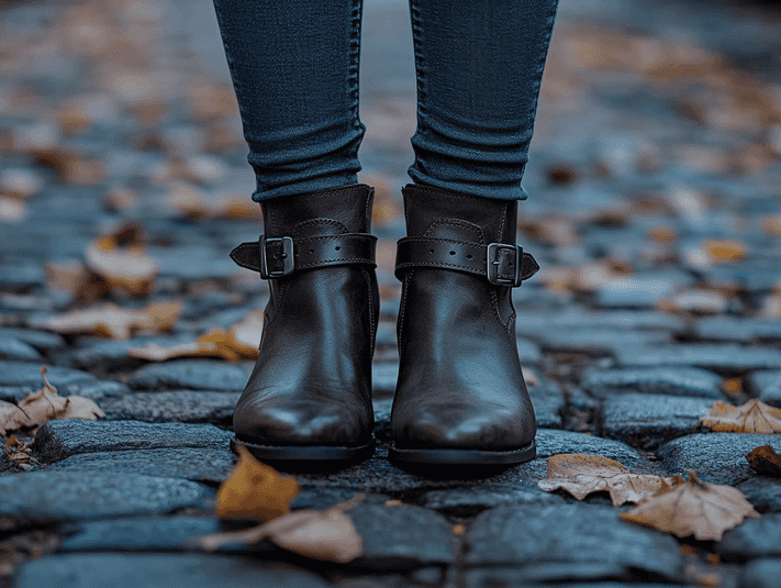 A woman wearing a beige oversized sweater with a scarf and boots
