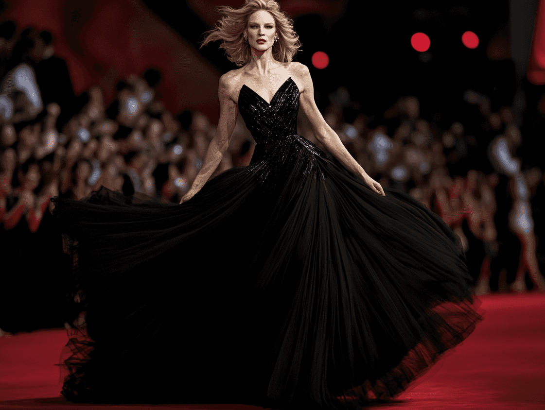 Nicole Kidman in a dramatic black gown with bold details