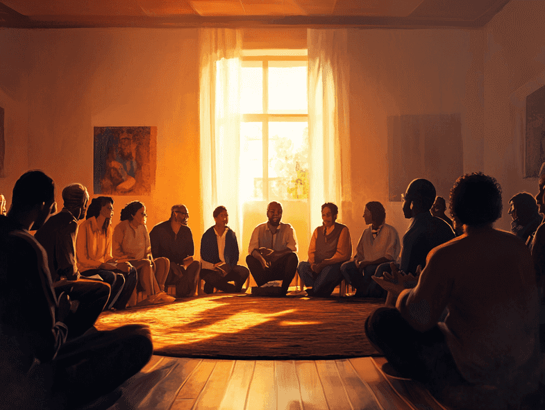 A diverse group of citizens engaging in a community meeting