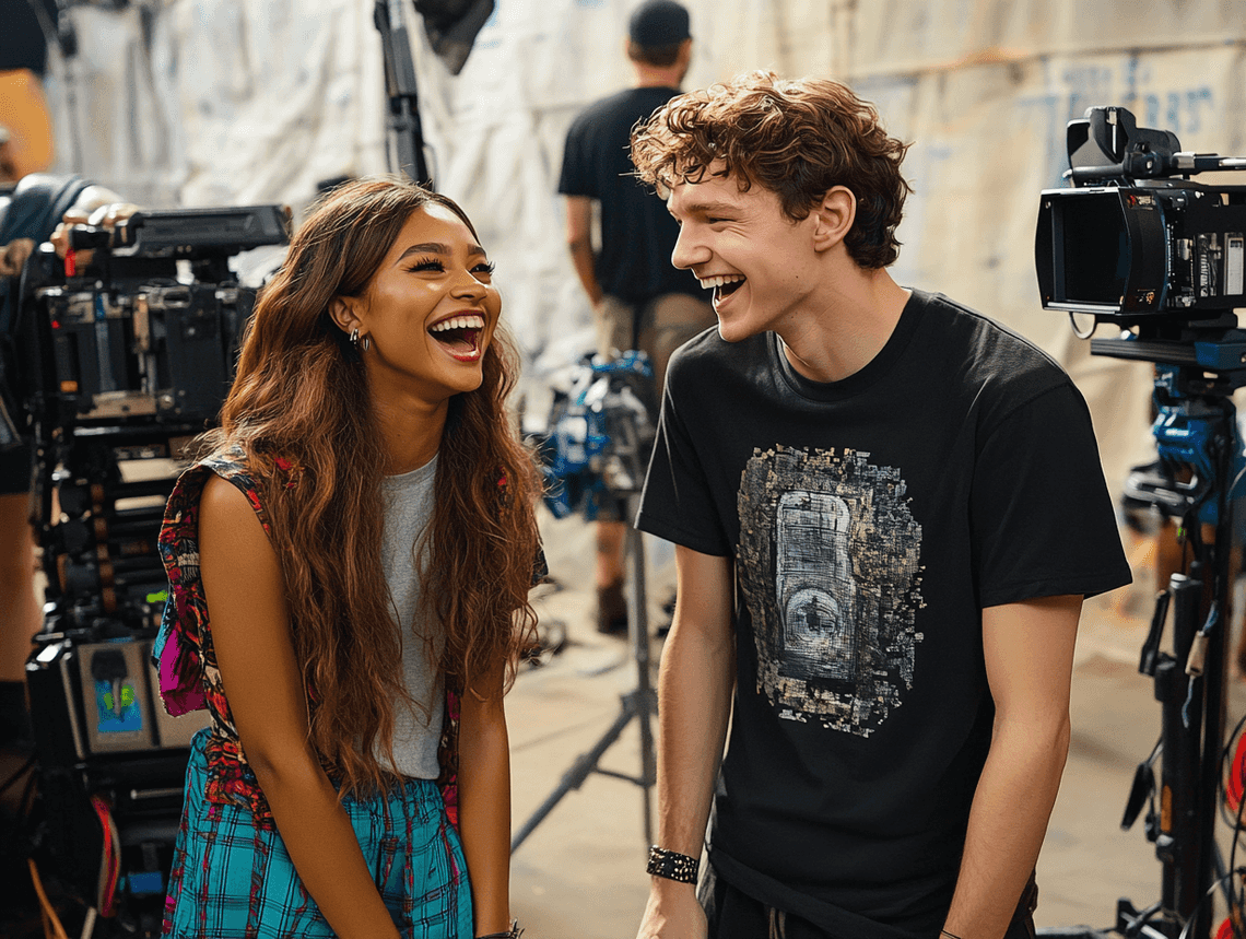 Zendaya and Tom Holland posing together at a glamorous event